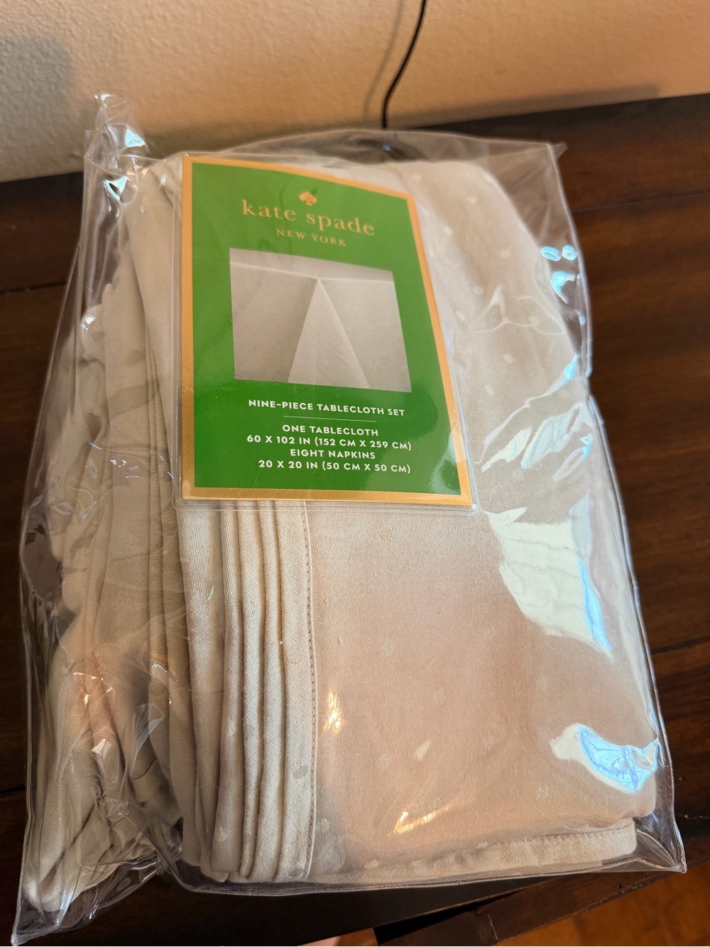 kate spade Neutral Beige Tablecloth and Napkin Set polka dots